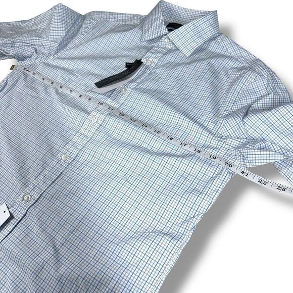 NWT Bloomingdales Button Down Shirt Mens Size Small S Slim Fit Stretch Blue - Picture 7 of 9